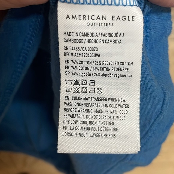 American Eagle Outfitters size XXS Blue Relax Fit Flutter Short Sleeve T-shirt - Picture 5 of 6